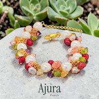 Keshi Pearl & Semi Precious Stones Bracelet - Styled - Ajura Pearls