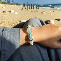 Aquamarine & Turquoise Pearl Bracelet - Styled - Ajura Pearls