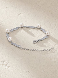 925 Silver Meridian Pavé Pearl Bracelet — light styled detail