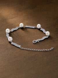 925 Silver Meridian Pavé Pearl Bracelet — contrasting styled detail