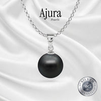 Round Pearl on 925 Silver Chain 8–9mm — Peach