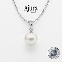 Round Pearl on 925 Silver Chain 8–9mm — Peach