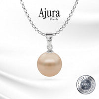 Round Pearl on 925 Silver Chain 8–9mm — Lavender