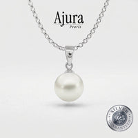Round Pearl on 925 Silver Chain 8–9mm — Black