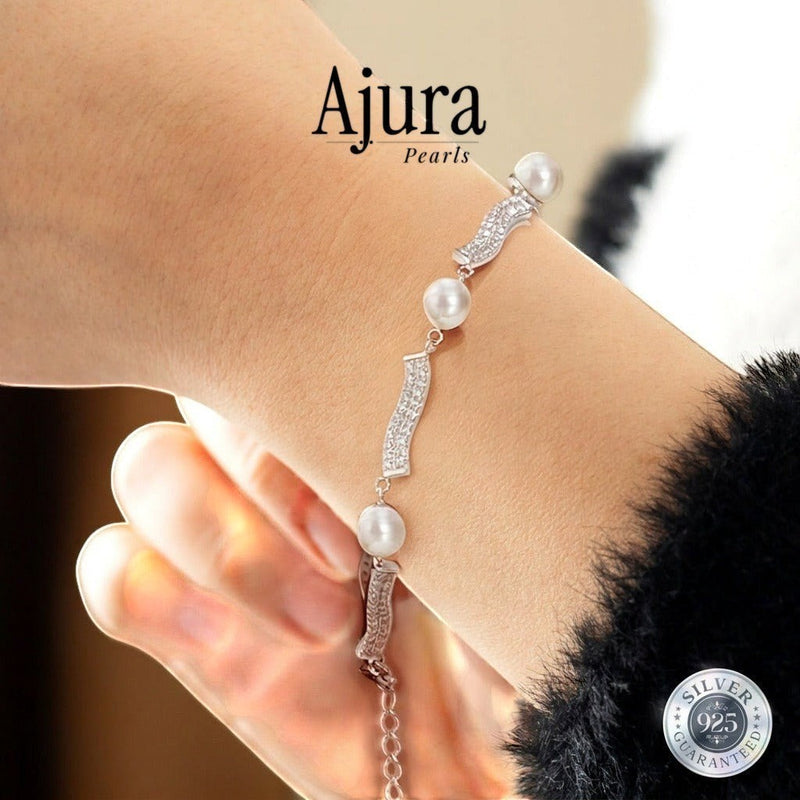 925 Silver Meridian Pavé Pearl Bracelet — Black