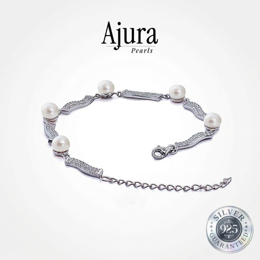 925 Silver Meridian Pavé Pearl Bracelet — Black