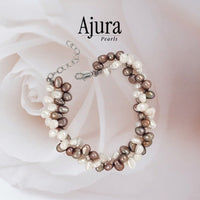 Dual Twisted Baroque Pearl Bracelet — Peach