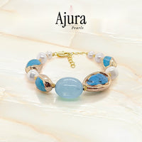 Aquamarine & Turquoise Pearl Bracelet