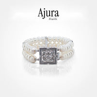 Dual Strand Corn Pearl Bracelet — Black / 8.5