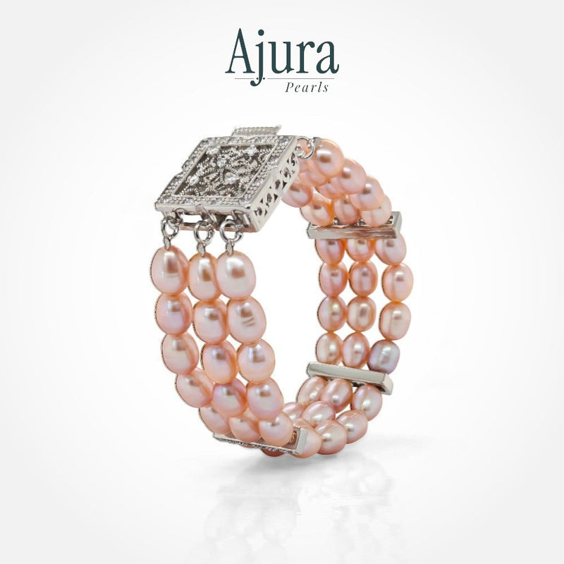 Three String Rice Pearl Bracelet