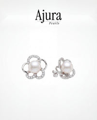 Angel Flower Pearl Studs - White - Ajura Pearls