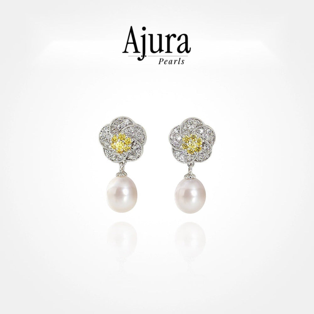 Flower Pearl Drop Earring