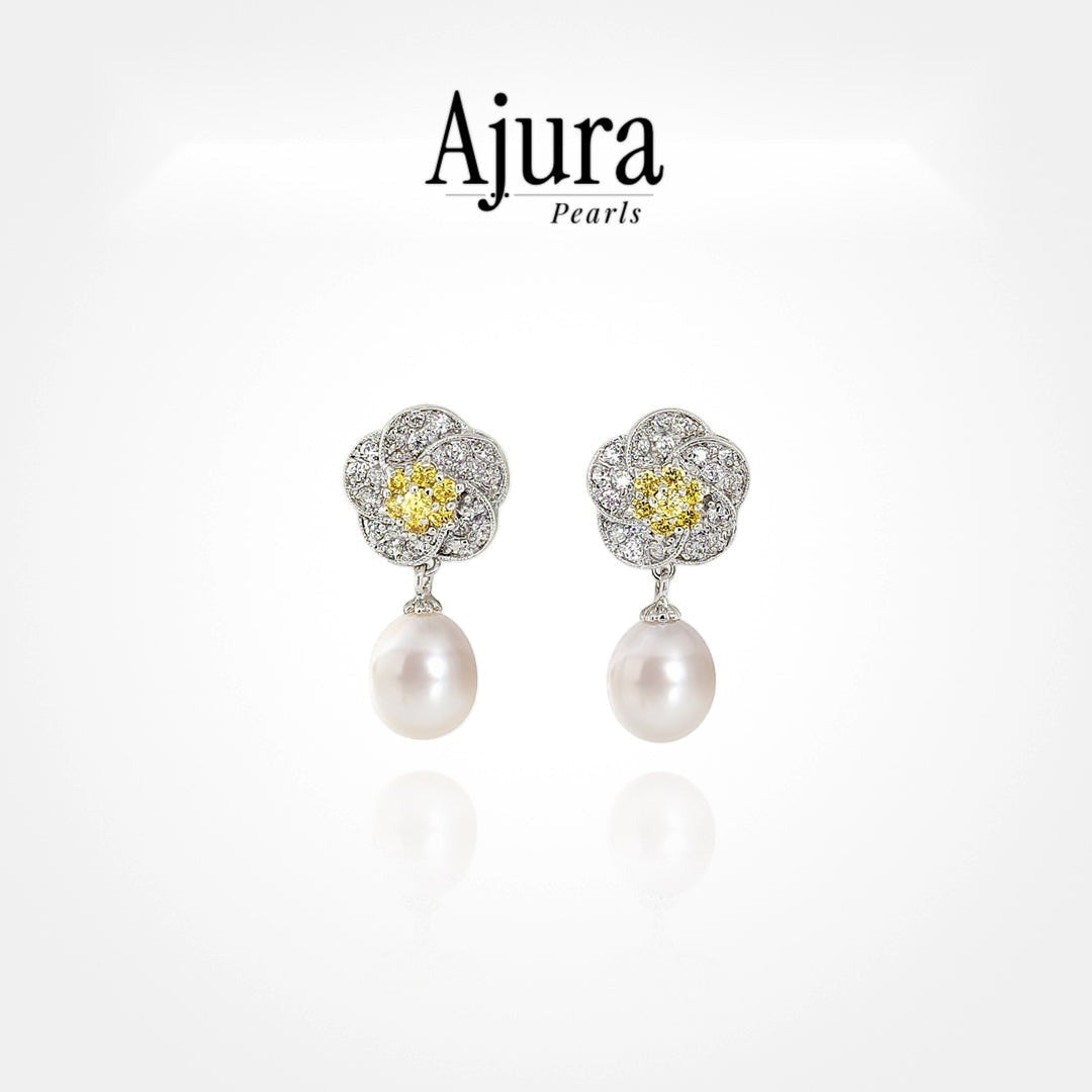 Flower Pearl Drop Earring