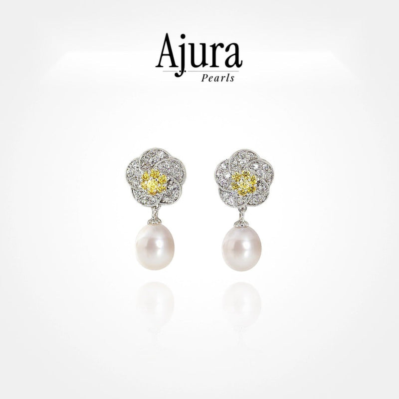 Flower Pearl Drop Earring