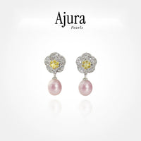 Flower Pearl Drop Earring