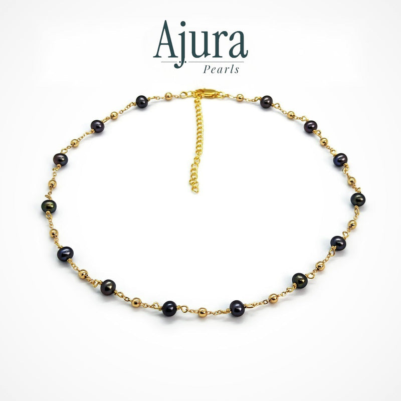 Midnight Muse Tin Cup Pearl Necklace