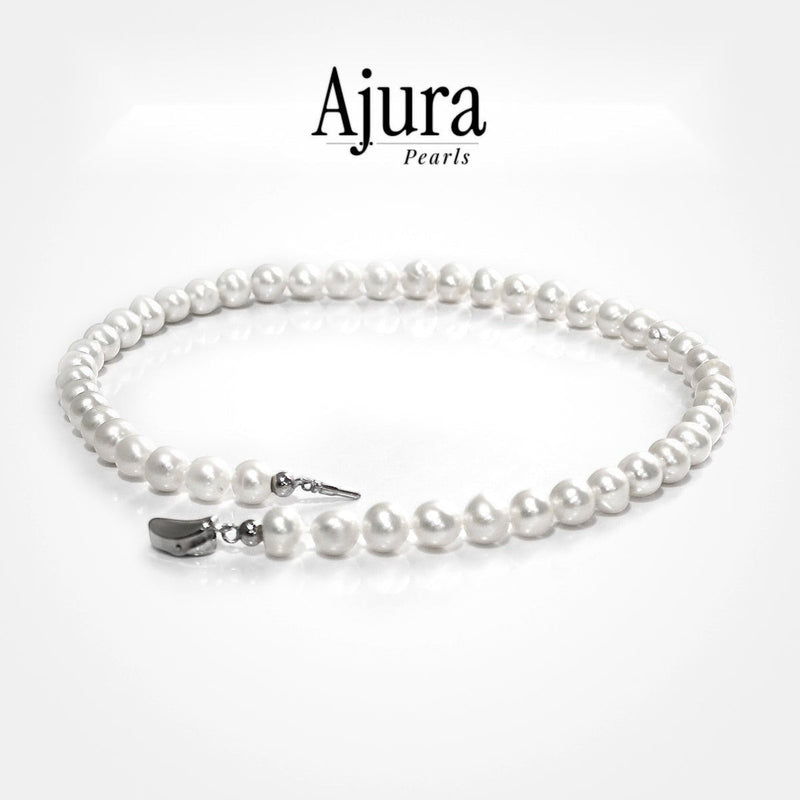 Classic 9–10mm Off Round Pearl Necklace White