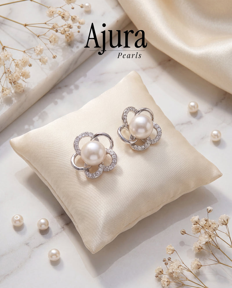 Angel Flower Pearl Studs