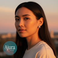 Ajura Pearls Angel Flower Studs with freshwater pearl and white gold rhodium plating.