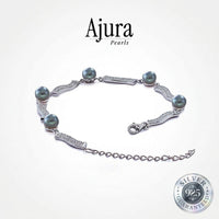 Ajura Pearls sterling silver bracelet with grey freshwater pearls and pavé-set accents.