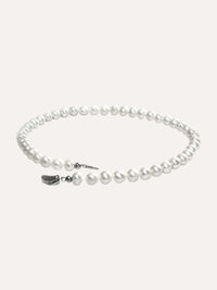 Ajura Pearls white freshwater pearl necklace, 9-10mm off-round AA+ quality pearls, 16 inches long.